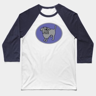 Ultimate Gray Puppy Dog on Very Peri Periwinkle Blue Oval Graphic Baseball T-Shirt